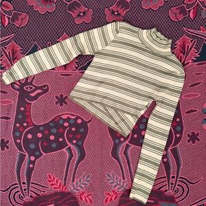 Fashion Nova Kids Long-Sleeve Mock Neck Striped Top - Gray & White